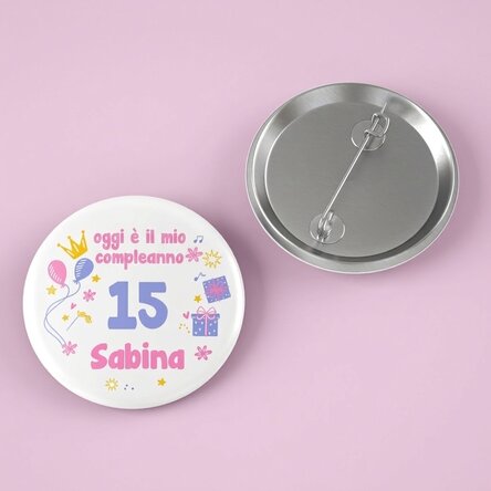 Spilla personalizzata con messaggio - È il mio compleanno