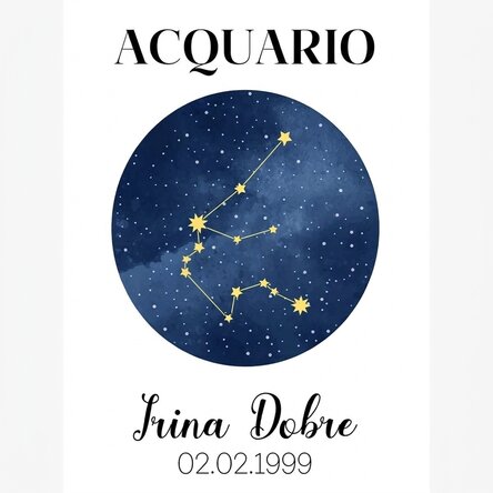 Poster personalizzato con testo - La costellazione del segno zodiacale dell'Acquario