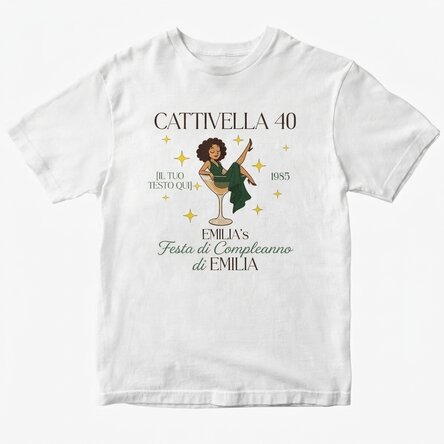 Maglietta in cotone personalizzata con scritta - Naughty