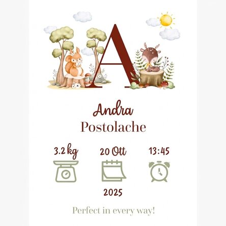 Poster personalizzato con iniziale e testo - Animali