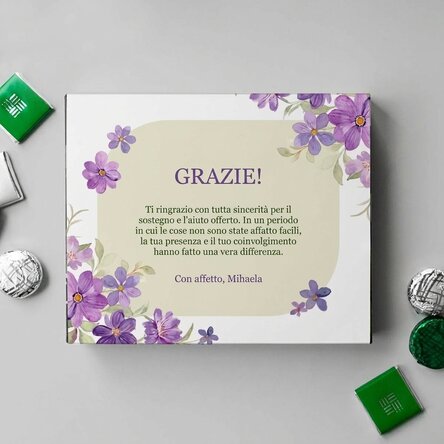 Scatola di cioccolatini personalizzata con messaggio - Grazie!