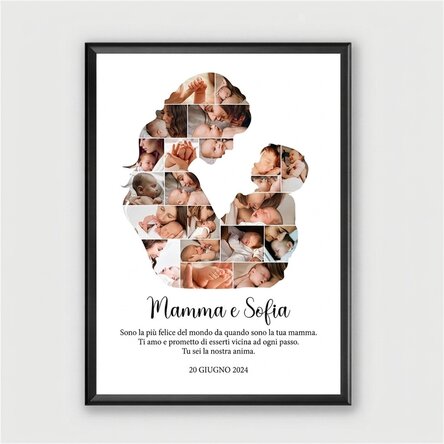 Quadro personalizzato con testo e 21 foto - Mamma e bambino