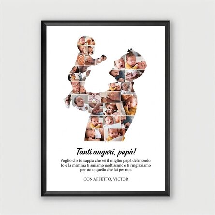 Quadro personalizzato con testo e 29 foto - Papà e bambino