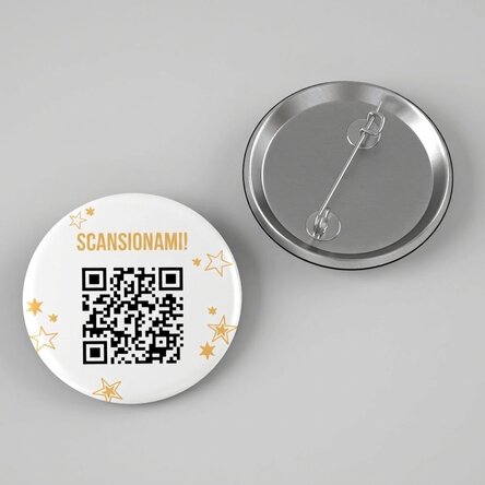 Spilla personalizzata con testo e codice QR