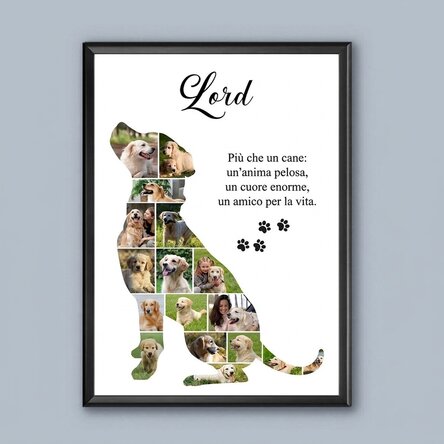 Quadro personalizzato con 17 foto e testo - Cane di taglia grande