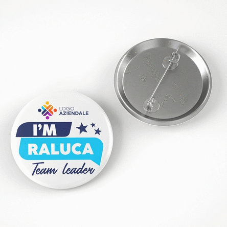 Spilla personalizzata con messaggio e logo - Team