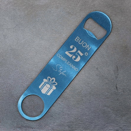 Apribottiglie personalizzato con la scritta "Happy Birthday"