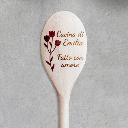 Cucchiaio di legno personalizzato - Flowers