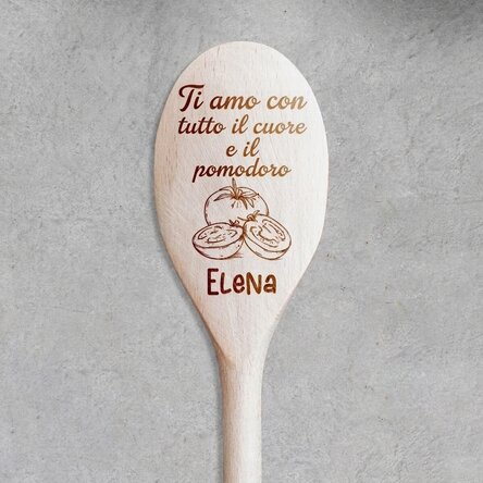 Cucchiaio di legno personalizzato con scritta - Tomatoes