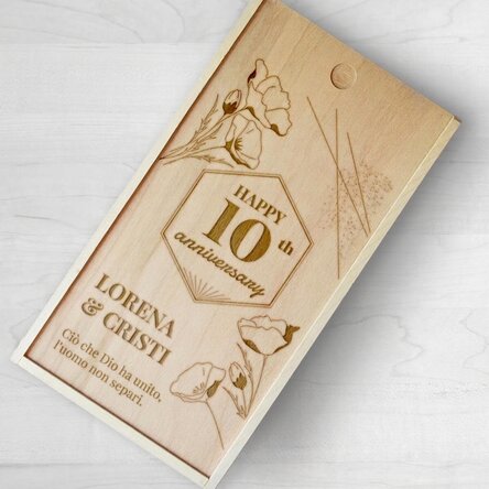 Scatola regalo personalizzata in legno con messaggio - Buon anniversario