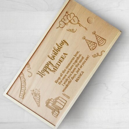 Personalised wooden gift box with message - Happy birthday