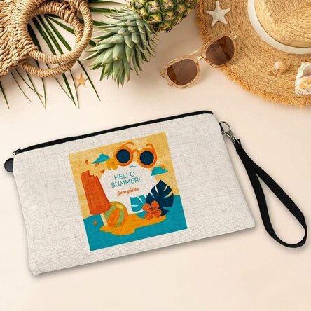 Borsetta per accessori personalizzata con la scritta "Hello Summer!"