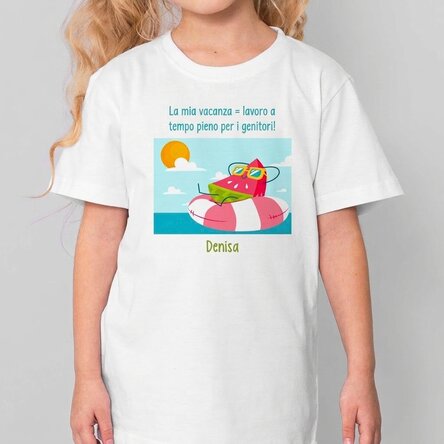 Maglietta in cotone per bambini personalizzata con una frase - Vacanze