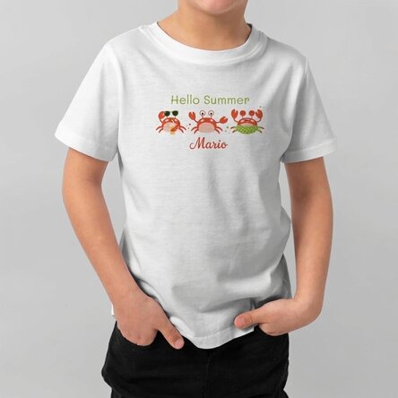Maglietta in cotone per bambini personalizzata con scritta - Hello Summer