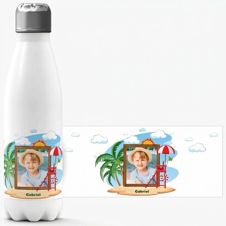 Thermos con base bianca personalizzato con messaggio - Vacanze