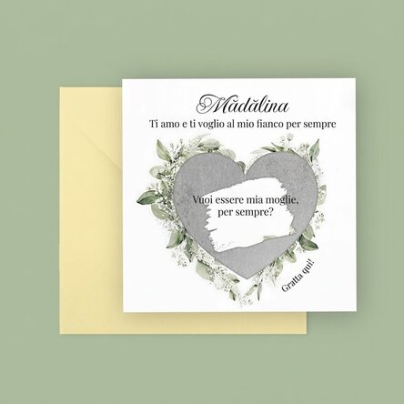 Cartolina gratta e vinci personalizzata con messaggio - Proposta di matrimonio
