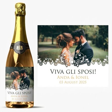 Spumante personalizzato con una frase e una foto - Casa de piatra!