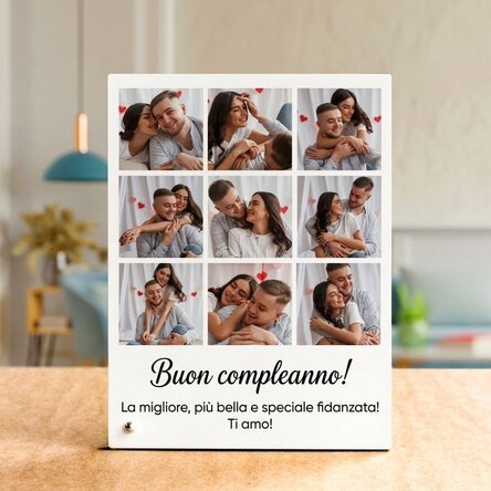 Cornice da scrivania personalizzata con 9 foto e testo - Ricordi
