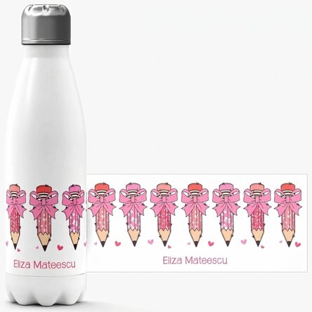 Thermos con base bianca personalizzato con messaggio - Matite
