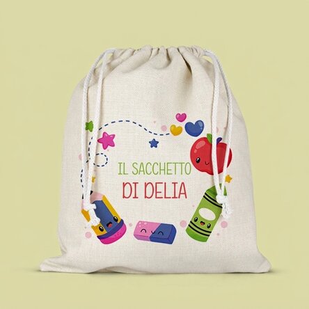 Sacchetto personalizzato con scritta per la scuola dell'infanzia - Colors