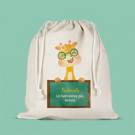 Sacchetto personalizzato per la scuola dell'infanzia con messaggio - Cute