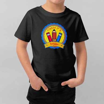 Maglietta in cotone per bambini personalizzata con scritta - School Badge