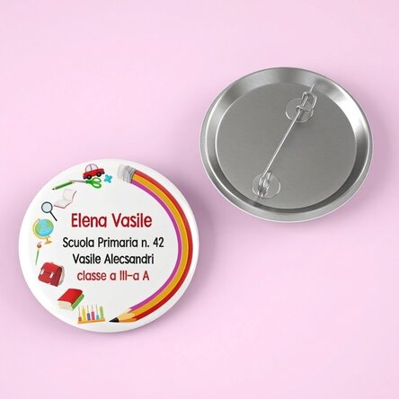 Spilla personalizzata con nome e testo - Scuola