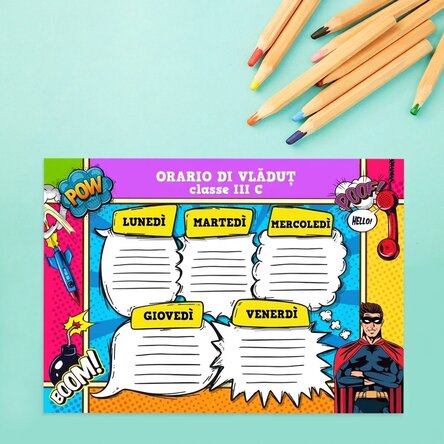 Orario personalizzato con testo - Fumetto