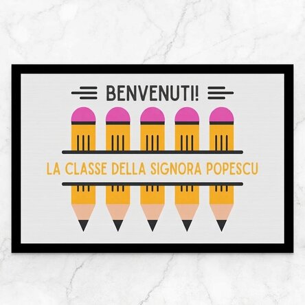 Tappetino d'ingresso personalizzato con messaggio - Matite
