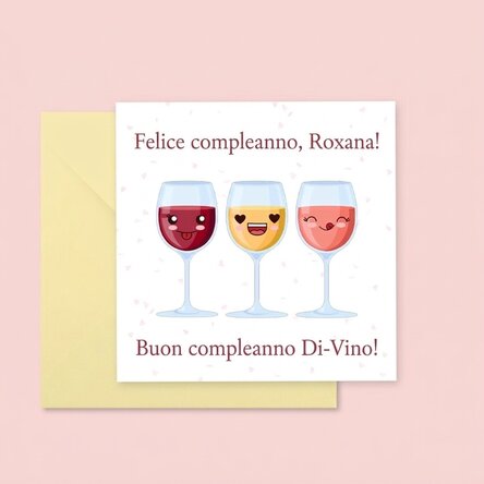 Biglietto quadrato personalizzato con testo - Wine-derful