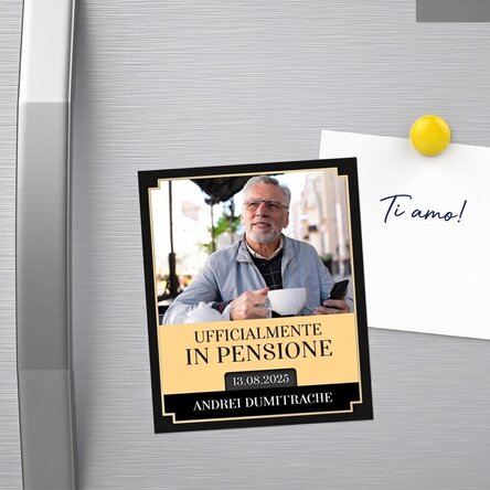 Magnete personalizzato 10x12 cm con foto e messaggio - Pensionamento
