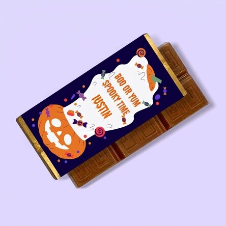 Mini tavoletta di cioccolato personalizzata con scritta - "Trick or treat"