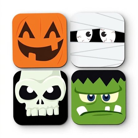 Set di 4 sottobicchieri personalizzati con scritta - Halloween