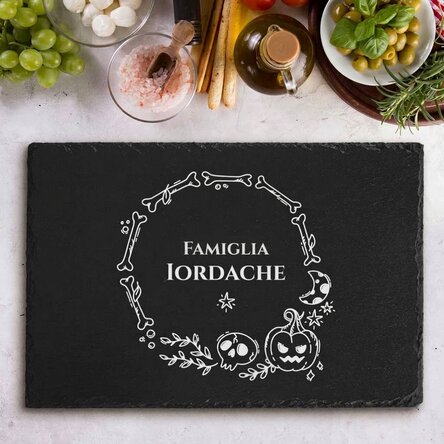Tavola di ardesia incisa con testo personalizzato - Halloween