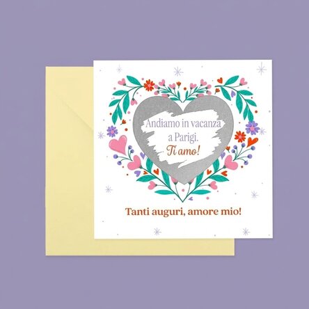 Carta gratta e vinci personalizzata con testo - Love
