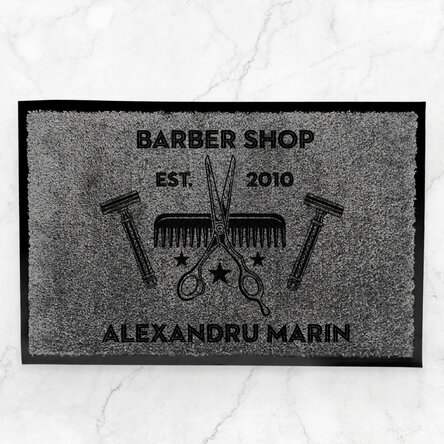 Tappetino d'ingresso per interni personalizzato con scritta - Barber Shop