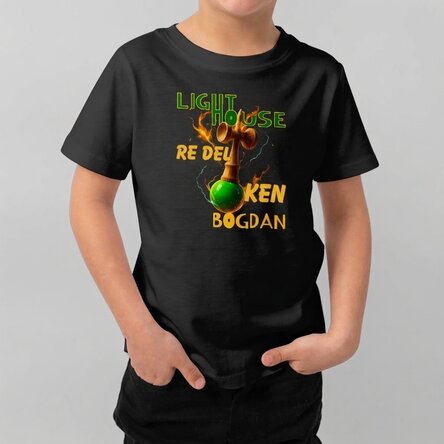 Maglietta in cotone per bambini personalizzata con scritta - Lighthouse King
