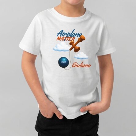 Maglietta in cotone per bambini personalizzata con scritta - Airplane Master