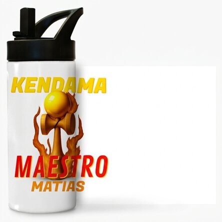 Thermos con manico e cannuccia personalizzato con nome per bambini - Kendama Master
