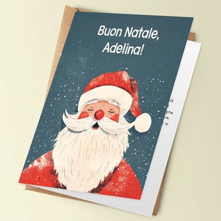 Biglietto di auguri personalizzato con messaggio natalizio - Babbo Natale vintage