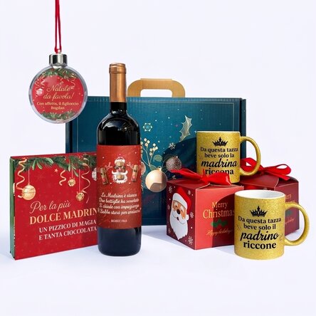 Confezione regalo di Natale per i padrini più cari