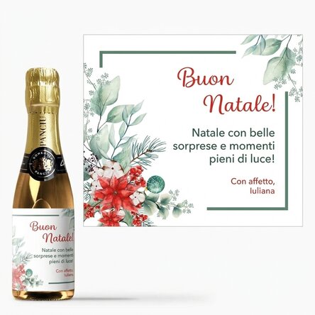 Mini bottiglia di spumante personalizzata con scritta - Natale