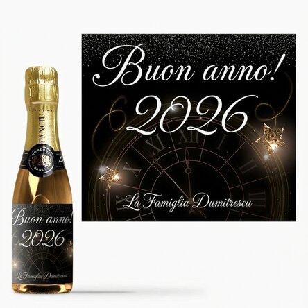Mini bottiglia di spumante personalizzata con scritta - Capodanno