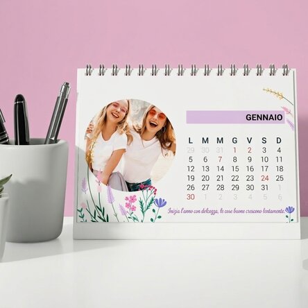 Calendario da scrivania personalizzato con foto e testo - Floral