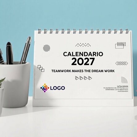 Calendario da scrivania personalizzato con logo e testo