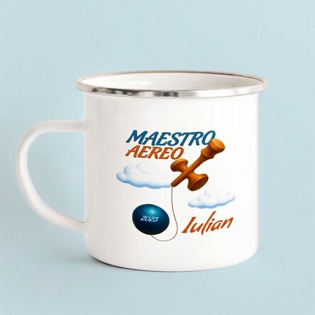 Tazza in metallo smaltata con nome per bambini - Airplane Master