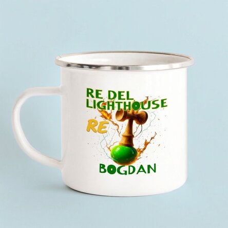 Tazza in metallo smaltato con nome per bambini - Lighthouse King