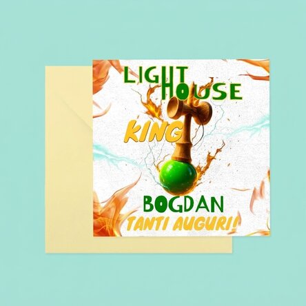 Cartolina quadrata personalizzata con testo - Lighthouse King