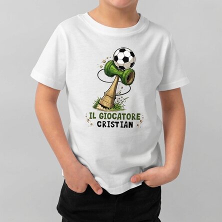 Maglietta in cotone per bambini personalizzata con scritta - Kendama Calcio