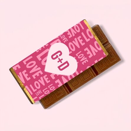 Mini chocolate bar personalised with initials - Heart